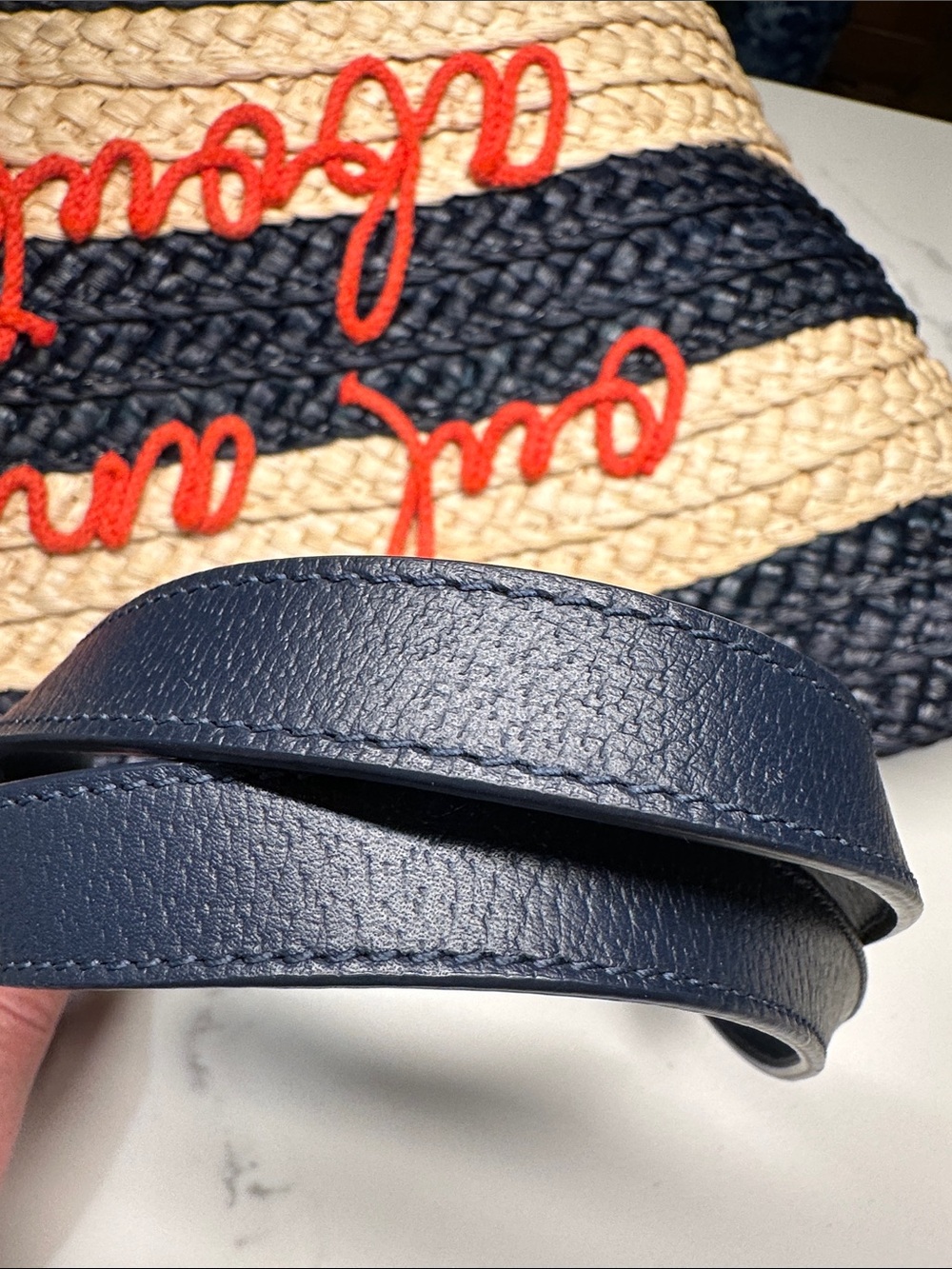 kate spade Shore Thing Navy, Natural & Red 'Out and About' Striped Straw Tote - Picture 13 of 16